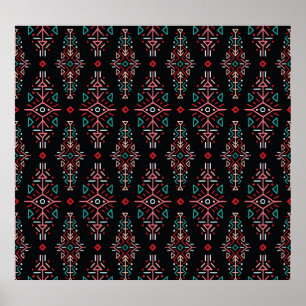 Ethnic Boho Tiles: Vintages nahtloses Muster Poster