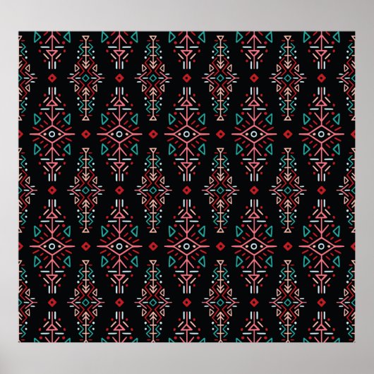 Ethnic Boho Tiles: Vintages nahtloses Muster Poster (Vorne)