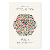 Ethnic Botanical Accent Wedding Place Card Tischnummer (Vorderseite)