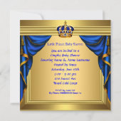 Ethnic Boy Baby Dusche Prince Royal Blue Gold Einladung (Rückseite)