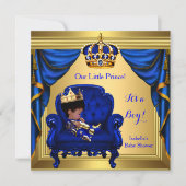 Ethnic Boy Baby Dusche Prince Royal Blue Gold Einladung (Vorderseite)