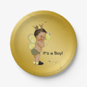 Ethnic Boy Bee Baby Dusche Pappteller (Vorderseite)
