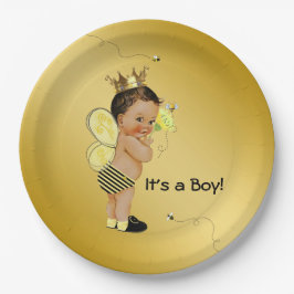 Ethnic Boy Bee Baby Dusche Pappteller