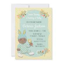 Ethnic Boy Bunny Outfit Baby Dusche Einladungen