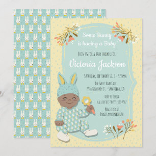 Ethnic Boy Bunny Outfit Baby Dusche Einladungen