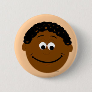 Ethnic Boy Face Dark Lmiles Button Abzeichen
