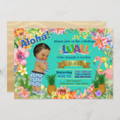 Ethnic Boy Hawaiian Luau Einladung (Vorne/Hinten)