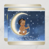 Ethnic Boy Moon and Back Baby Dusche Einladung (Vorne/Hinten)