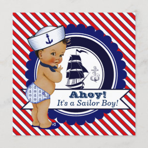 Ethnic Boy Nautical Baby Dusche Einladung