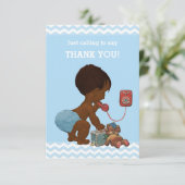 Ethnic Boy on Phone Baby Dusche Danke (Stehend Vorderseite)