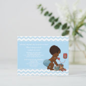 Ethnic Boy on Phone Blue Zickzack Baby Book Reques Postkarte (Stehend Vorderseite)
