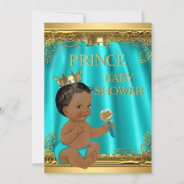 Ethnic Boy Prince Baby Dusche Aqua Aquamarin Einladung
