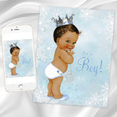 Ethnic Boy Prince Winter Wonderland Baby Dusche Einladung