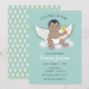 Ethnic Boy Small Engel Baby Dusche Einladungen