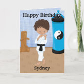 Ethnic Boys Karate Secret Message Happy Geburtstag Karte (Vorderseite)