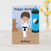 Ethnic Boys Karate Secret Message Happy Geburtstag Karte (Gelbe Blume)