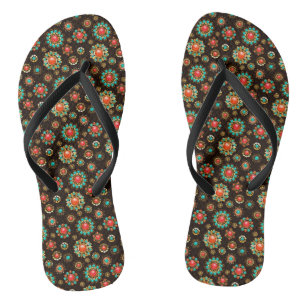Ethnic Brooches Nahtloses Muster Badesandalen