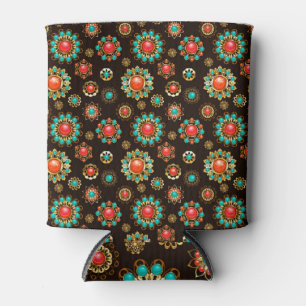 Ethnic Brooches Nahtloses Muster Dosenkühler