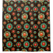 Ethnic Brooches Nahtloses Muster Duschvorhang (Vorderseite)
