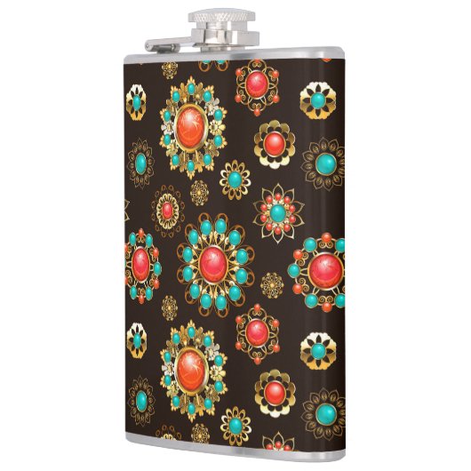 Ethnic Brooches Nahtloses Muster Flachmann (Links)