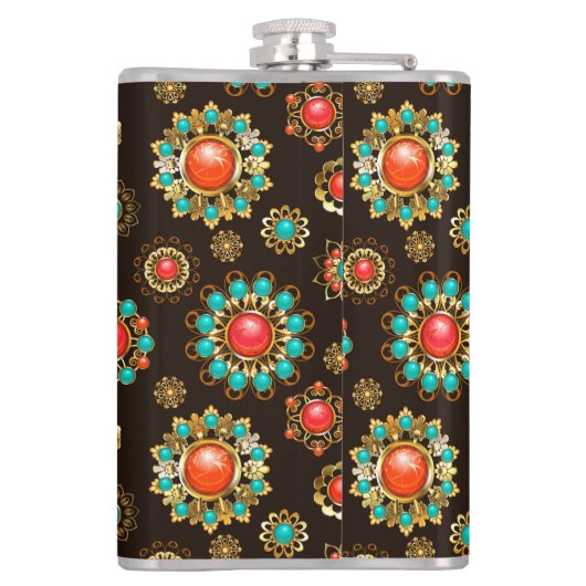 Ethnic Brooches Nahtloses Muster Flachmann (Rückseite)