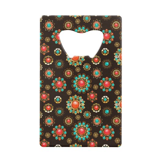Ethnic Brooches Nahtloses Muster Geldbeutel Flaschenöffner (Rückseite)