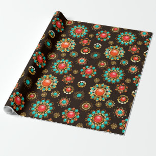 Ethnic Brooches Nahtloses Muster Geschenkpapier