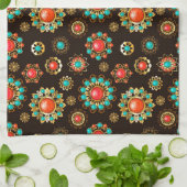 Ethnic Brooches Nahtloses Muster Geschirrtuch (Gefaltet)