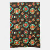 Ethnic Brooches Nahtloses Muster Geschirrtuch (Vertikal)