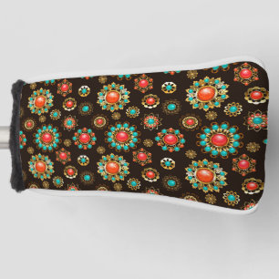 Ethnic Brooches Nahtloses Muster Golf Headcover