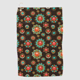 Ethnic Brooches Nahtloses Muster Golfhandtuch