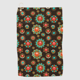 Ethnic Brooches Nahtloses Muster Golfhandtuch