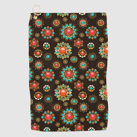 Ethnic Brooches Nahtloses Muster Golfhandtuch (Vorderseite)