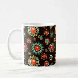 Ethnic Brooches Nahtloses Muster Kaffeetasse