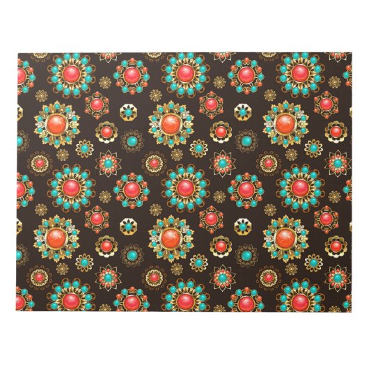 Ethnic Brooches Nahtloses Muster Notizblock (Vorderseite)
