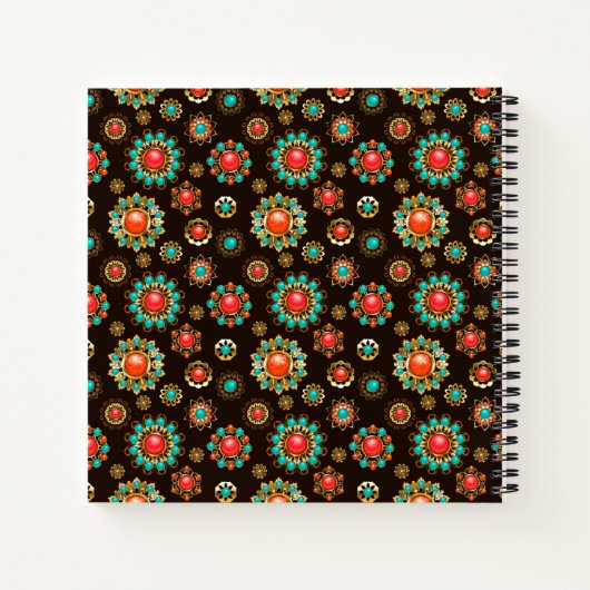 Ethnic Brooches Nahtloses Muster Notizblock (Rückseite)