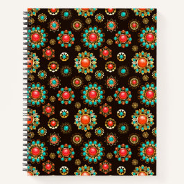 Ethnic Brooches Nahtloses Muster Notizblock