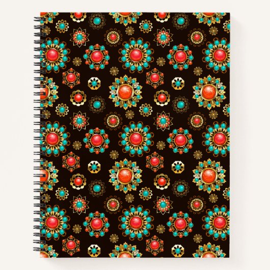Ethnic Brooches Nahtloses Muster Notizblock (Vorderseite)