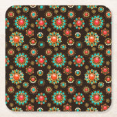 Ethnic Brooches Nahtloses Muster Rechteckiger Pappuntersetzer (Vorderseite)