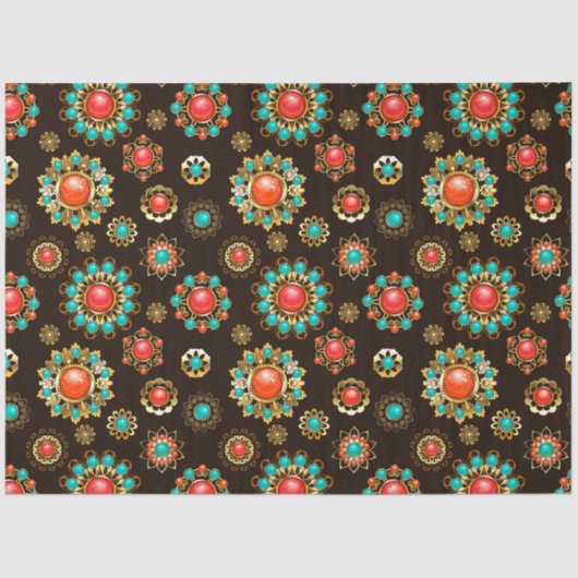 Ethnic Brooches Nahtloses Muster Seidenpapier (Vorderseite)