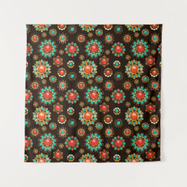 Ethnic Brooches Nahtloses Muster Wandteppich