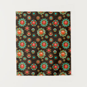 Ethnic Brooches Nahtloses Muster Wandteppich