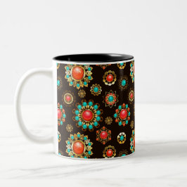 Ethnic Brooches Nahtloses Muster Zweifarbige Tasse