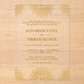 Ethnic Brown Mandala Indian Wedding Acryleinladungen (Vorderseite)