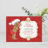 Ethnic Christmas Baby Girl Geburtstagsdusche Einladung (Stehend Vorderseite)