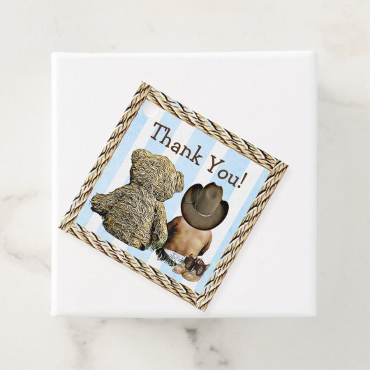 Ethnic Cowboy Baby und Teddy Bear Vielen Dank Geschenkanhänger (Beispiel)