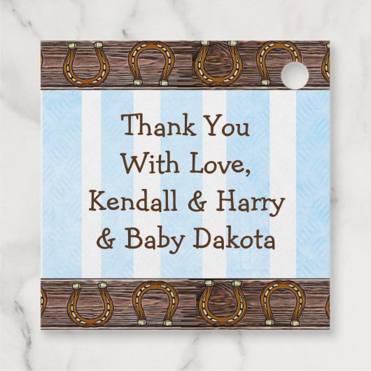 Ethnic Cowboy Baby und Teddy Bear Vielen Dank Geschenkanhänger (Rückseite)