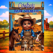Ethnic Cute Cowboy Boy Baby Shower Horse Cow Dog Einladung