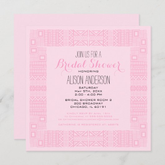 Ethnic Design Custom Bridal Shower Einladung #2 (Vorne/Hinten)