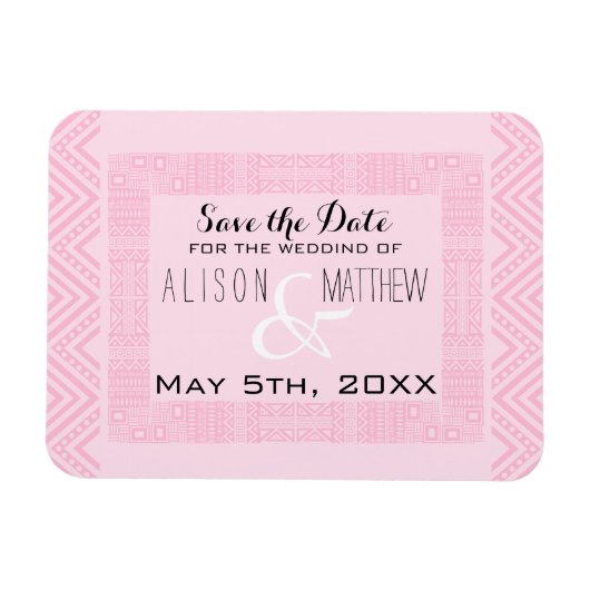 Ethnic Design Pink Wedding Save the Date Magnet (Horizontal)